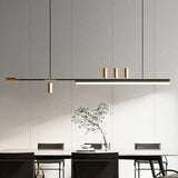 Linear Black Gold LED Dining Room Pendant Light - Clowas
