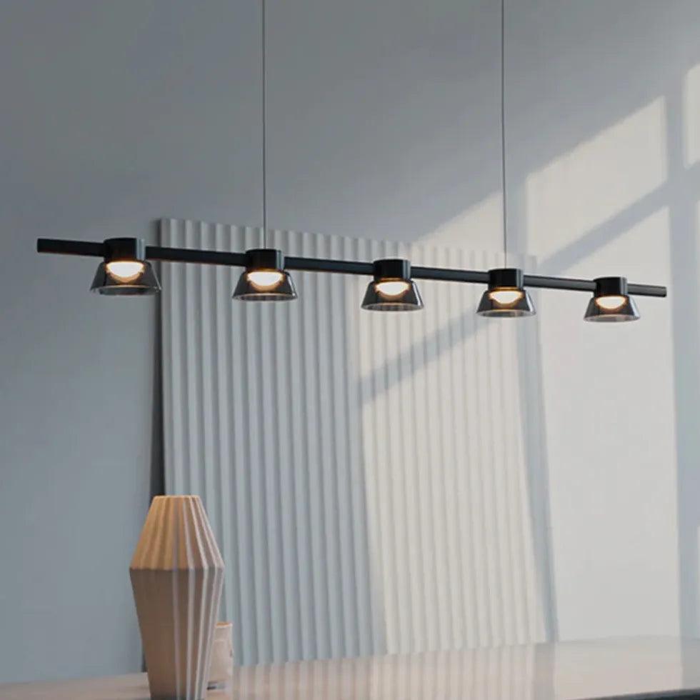 Linear Multi-Light Black Glass Pendant Light - Clowas