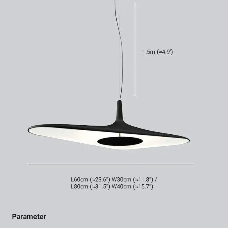 Long Frisbee Black Modern Pendant Light - Clowas