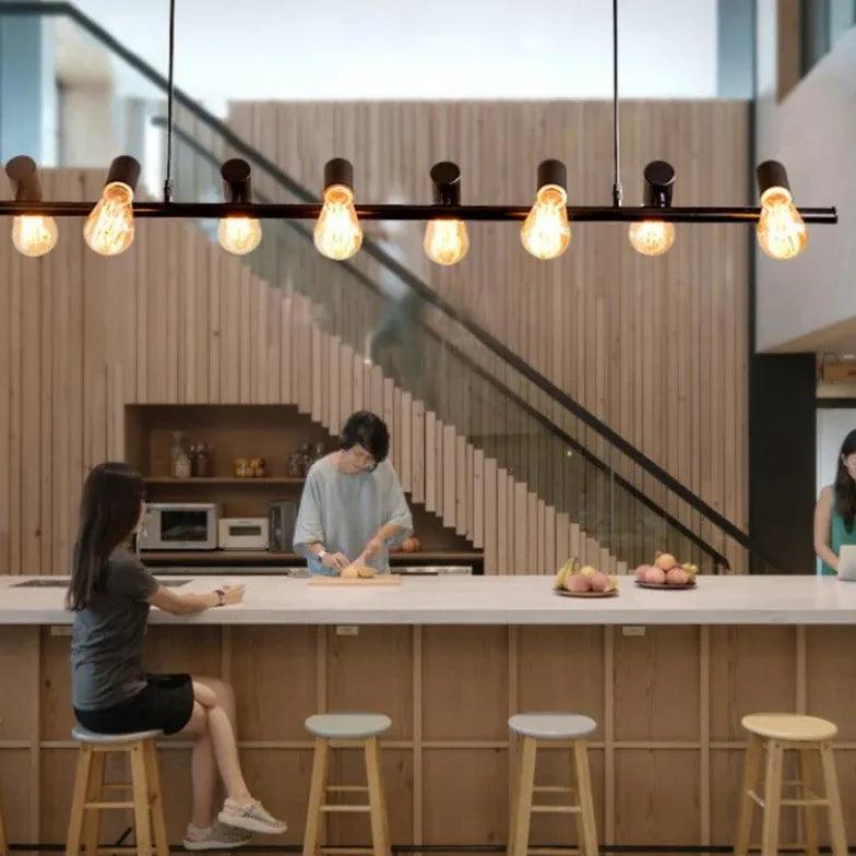 Long Light Bulb Black Industrial Chandelier - Clowas