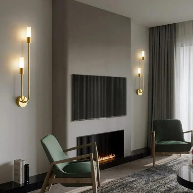 Long Rod Double Headed Gold Wall Lights - Clowas