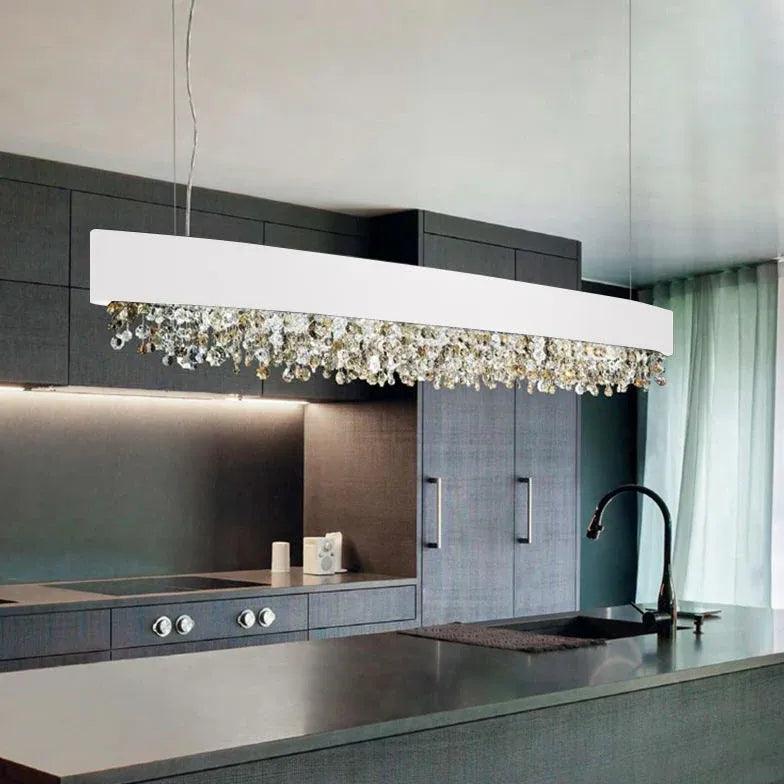 Long Strip Crystal Kitchen Pendant Light - Clowas