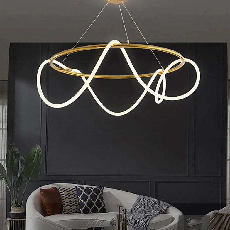 Circular Ring Pendant Light Modern Dimmable Metal for Dining Room