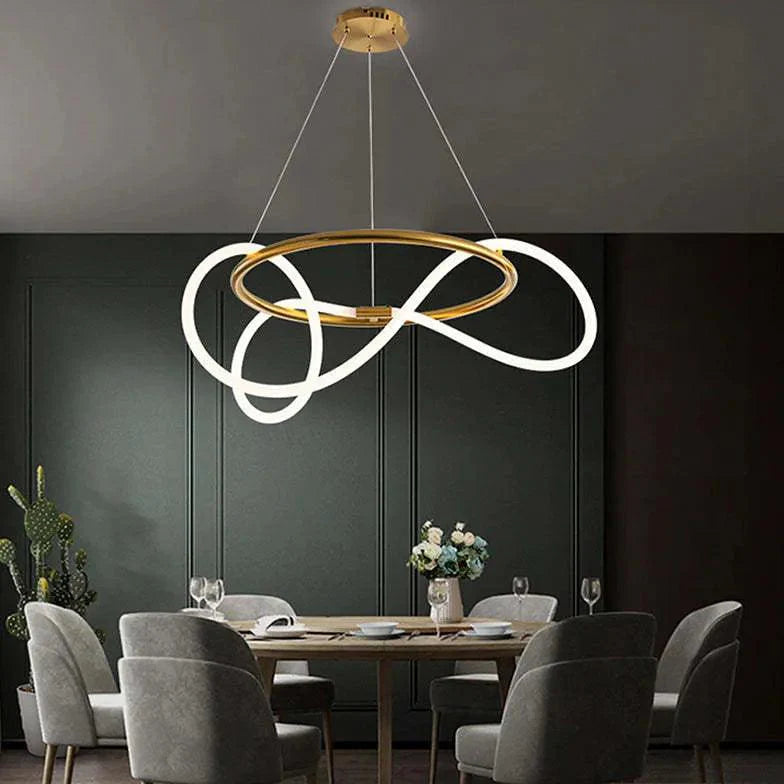 Wave Ring with 360° Adjustable Pendant Light for Dining Room