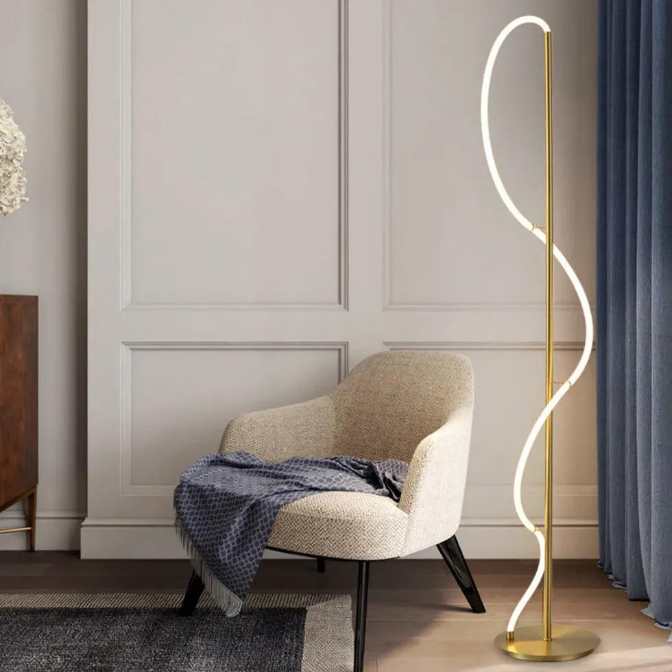White Tube Curved Line Floor Lamp - Clowas