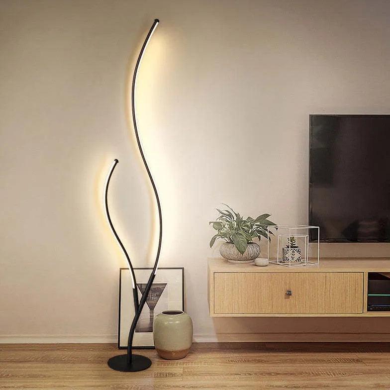 White Double-Tube Streamlined Floor Lamp - Clowas