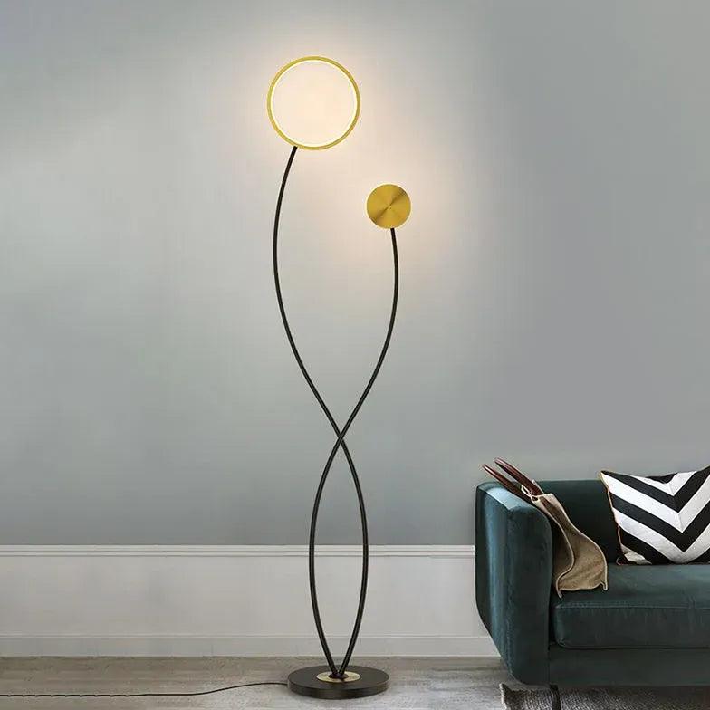 Double Rod Twisted Circular Minimalist Floor Lamp - Clowas