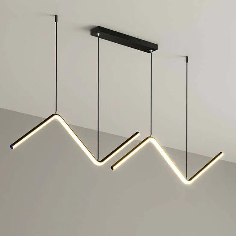 Black Modern Wavy Linear Chandelier - Clowas