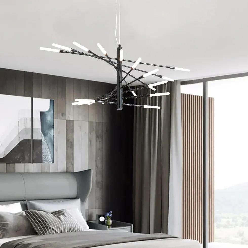 Extended Branch Structure Black Modern LED Chandelier - Clowas