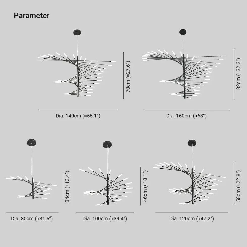 Extended Branch Structure Black Modern LED Chandelier - Clowas