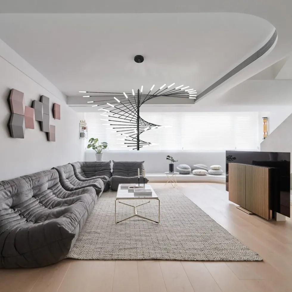 Extended Branch Structure Black Modern LED Chandelier - Clowas