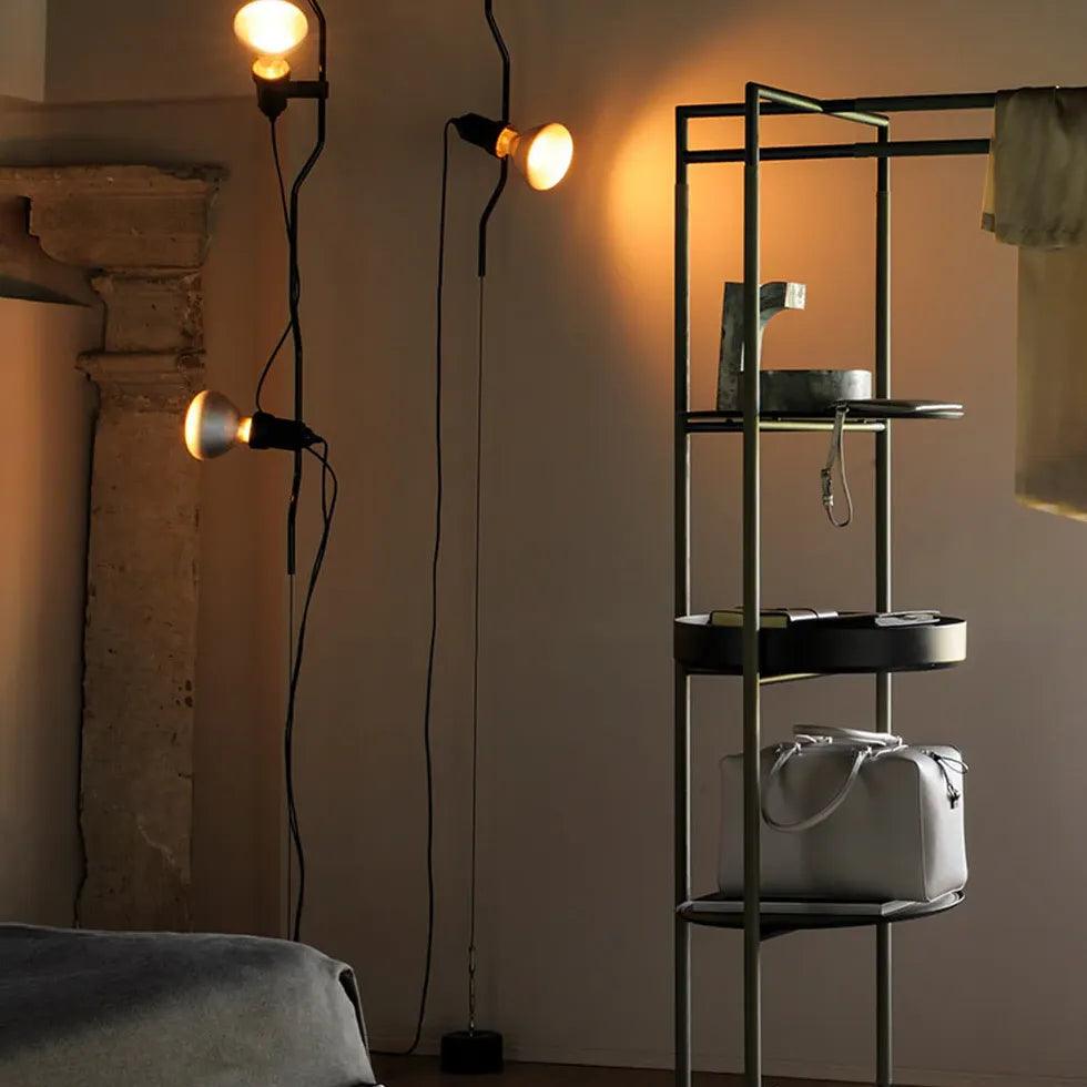 Black Linear Metal Plug Industrial Floor Lamp - Clowas