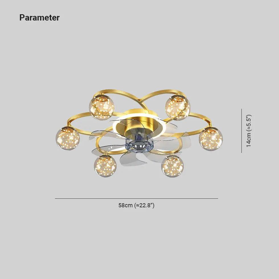 Octopus Bedroom Gold Ceiling Fan With Light - Clowas