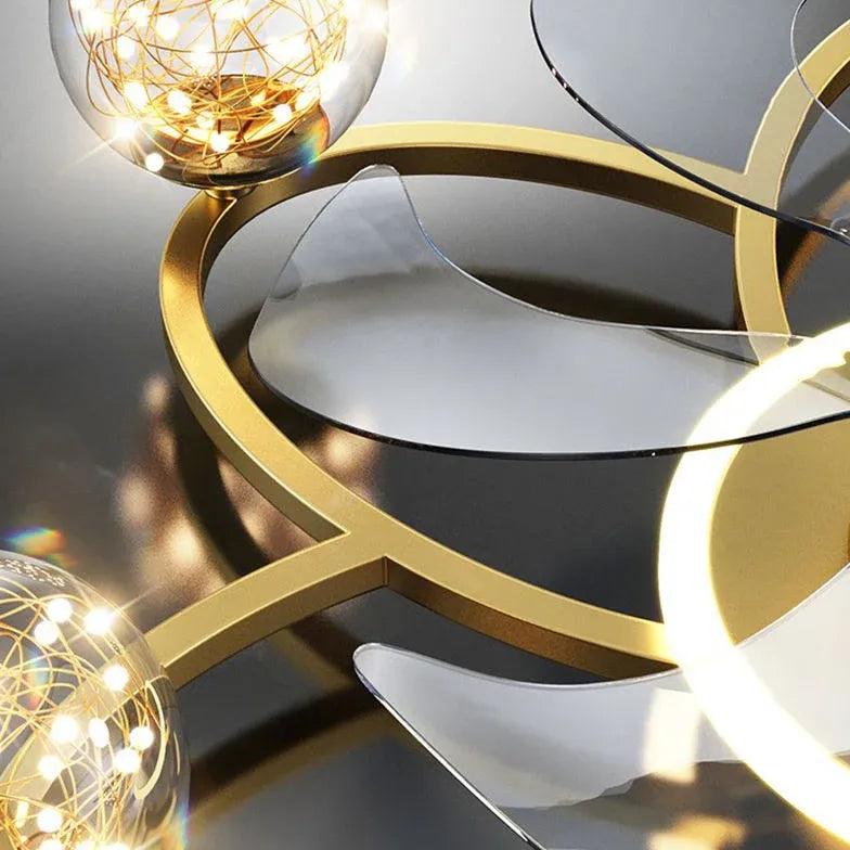 Octopus Bedroom Gold Ceiling Fan With Light - Clowas