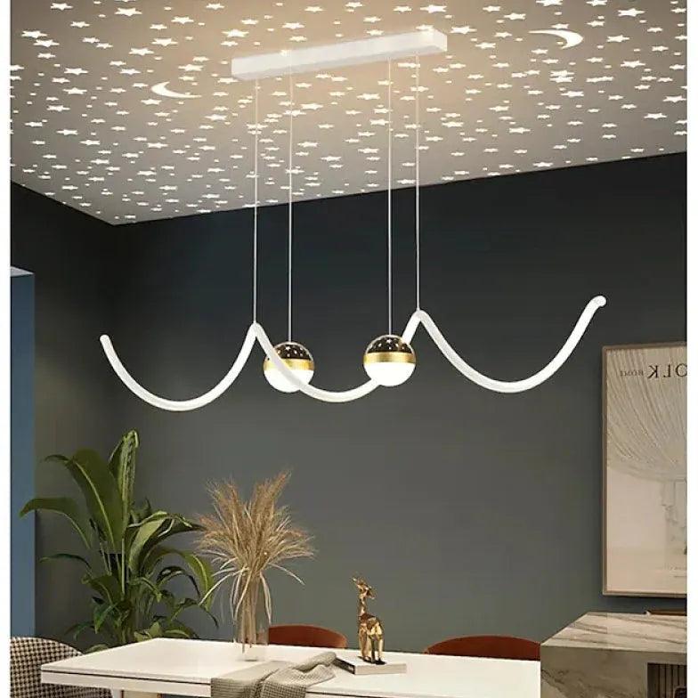 Wavy Spherical Shape Modern Dining Room Pendant Light - Clowas