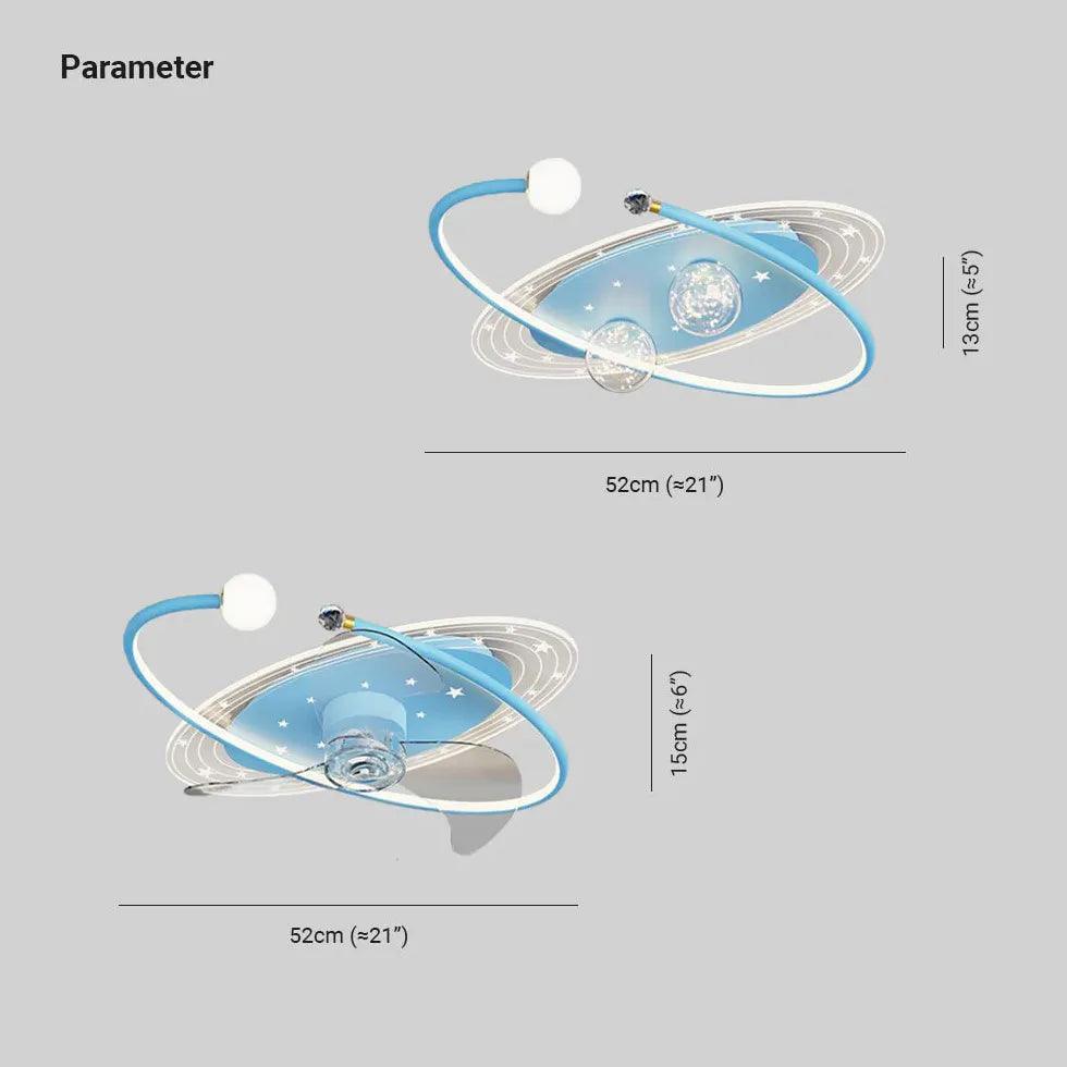 Blue Starry Sky Bedroom Ceiling Fan With Light - Clowas