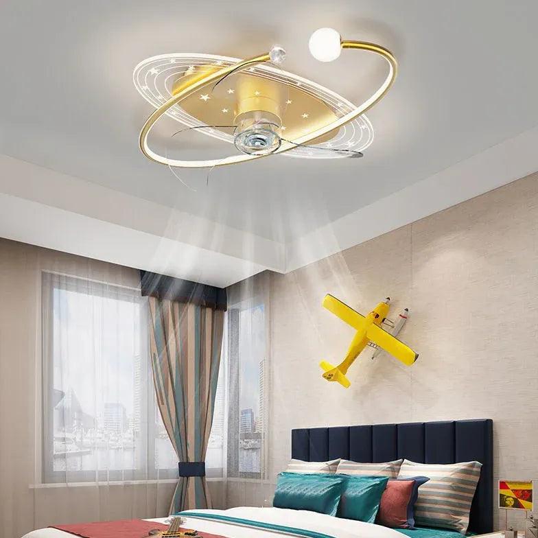 Blue Starry Sky Bedroom Ceiling Fan With Light - Clowas