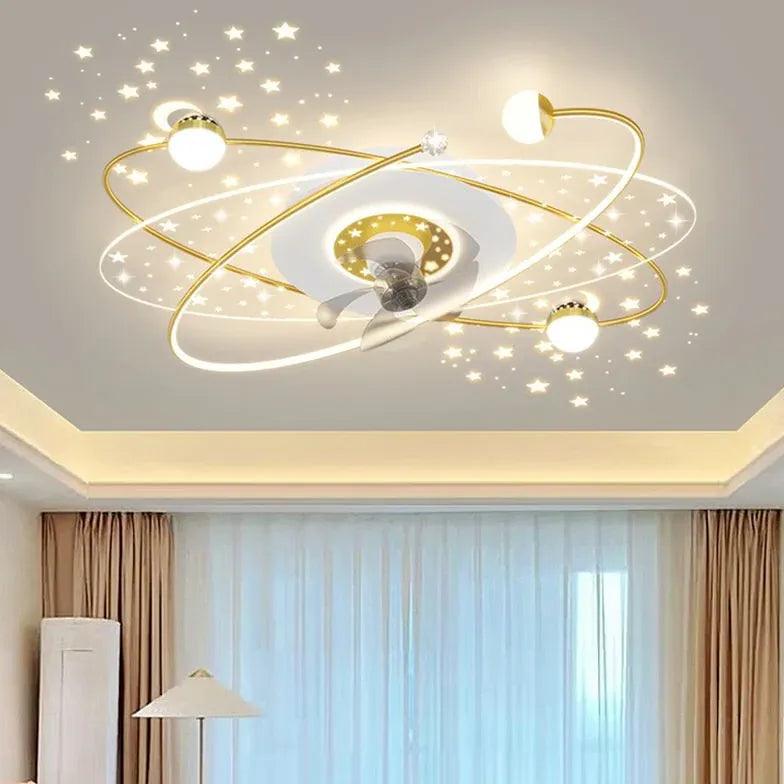 Galaxy Orbit Modern Ceiling Fan With Light - Clowas