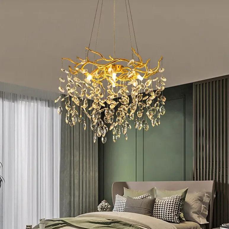 Golden Branch Shaped Luxurious Crystal Chandelier - Clowas