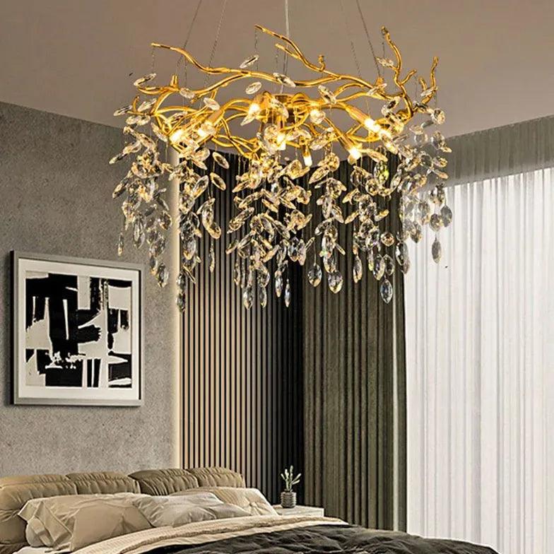 Golden Branch Shaped Luxurious Crystal Chandelier - Clowas
