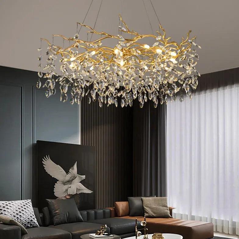 Golden Branch Shaped Luxurious Crystal Chandelier - Clowas