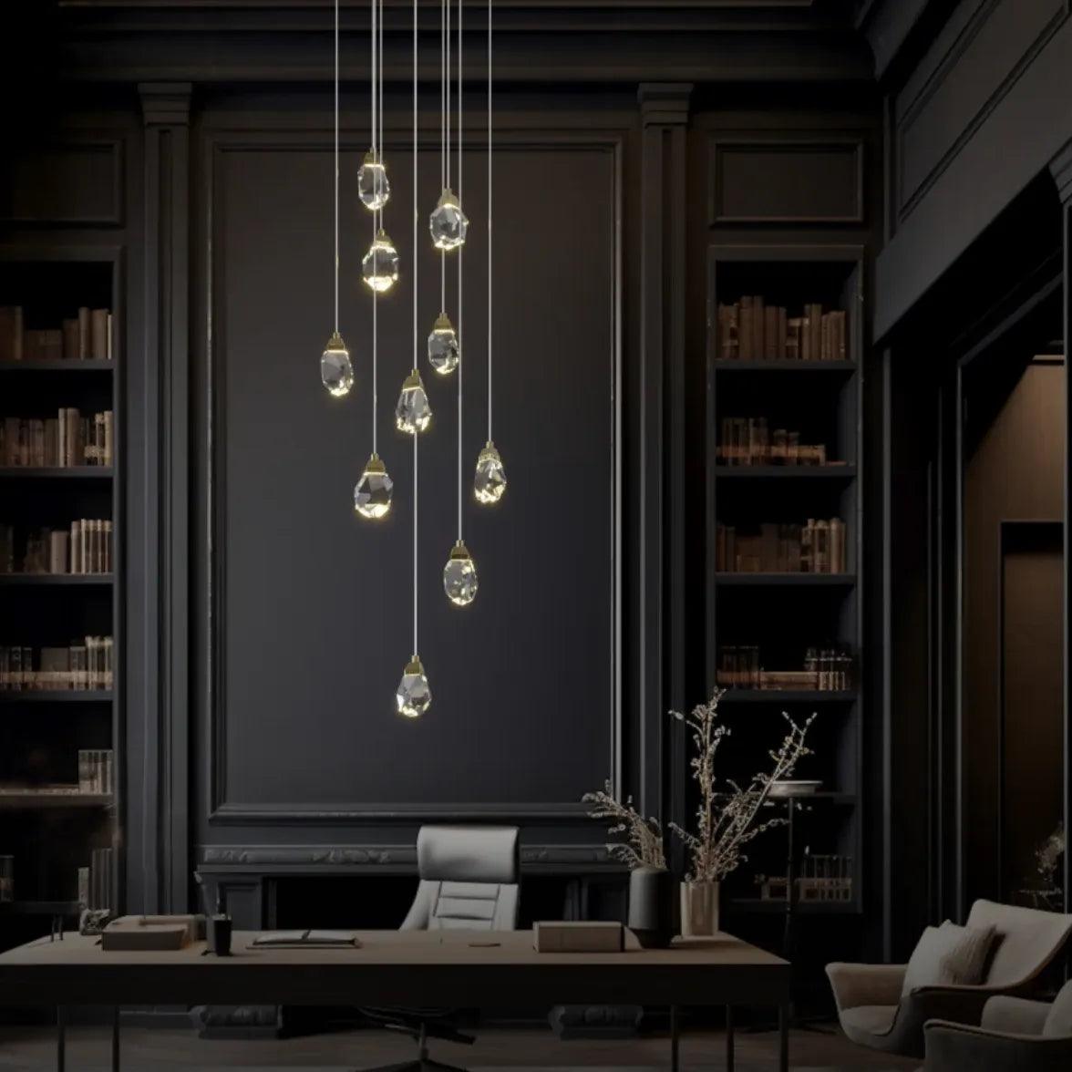 Water Drop Glass Gold Pendant Light - Clowas