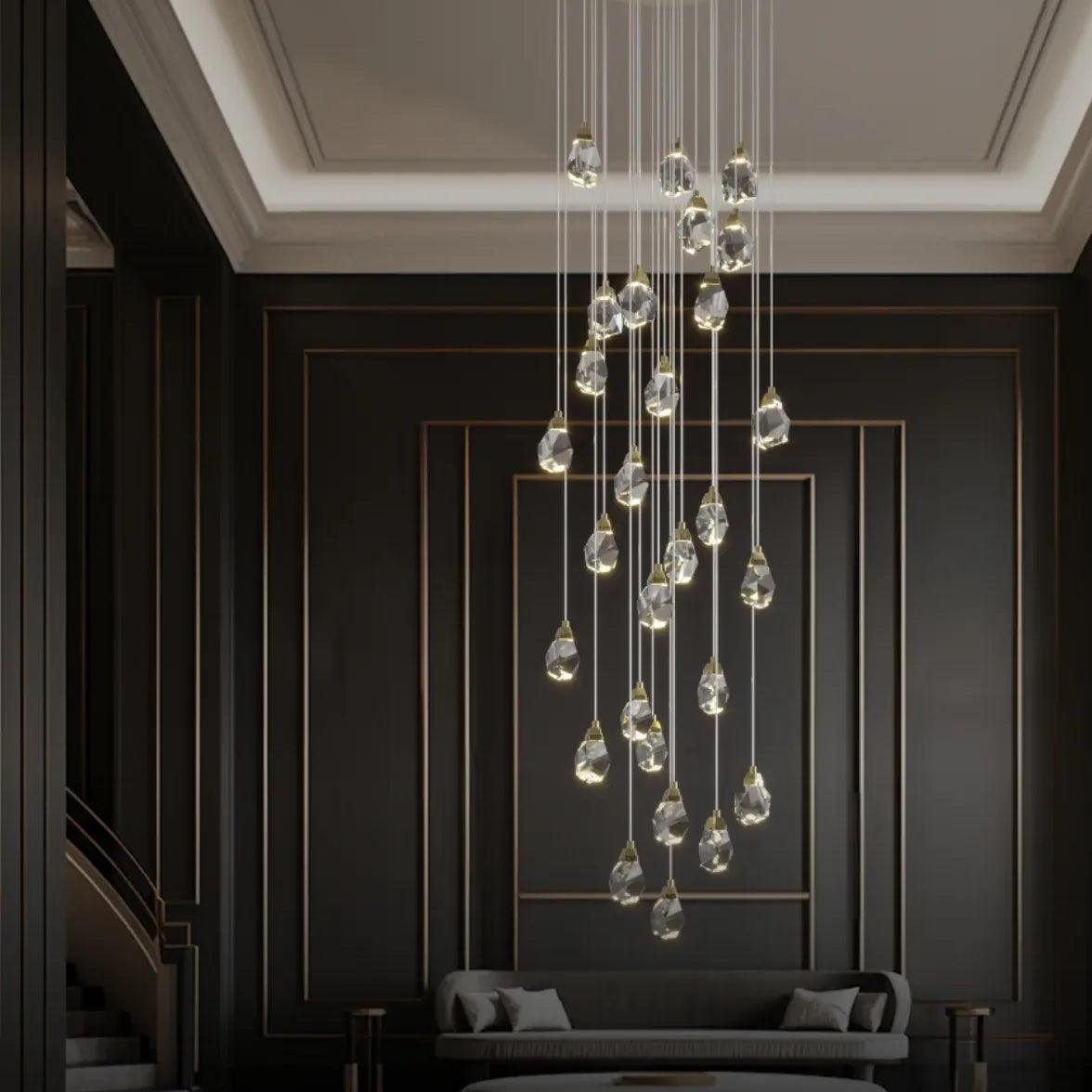 Water Drop Glass Gold Pendant Light - Clowas