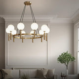 Plant Spherical Lampshade Glass Gold Chandelier - Clowas