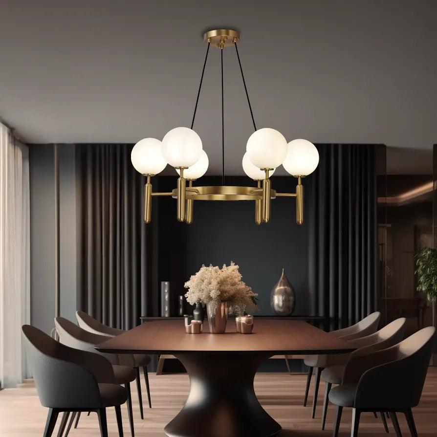 Plant Spherical Lampshade Glass Gold Chandelier - Clowas