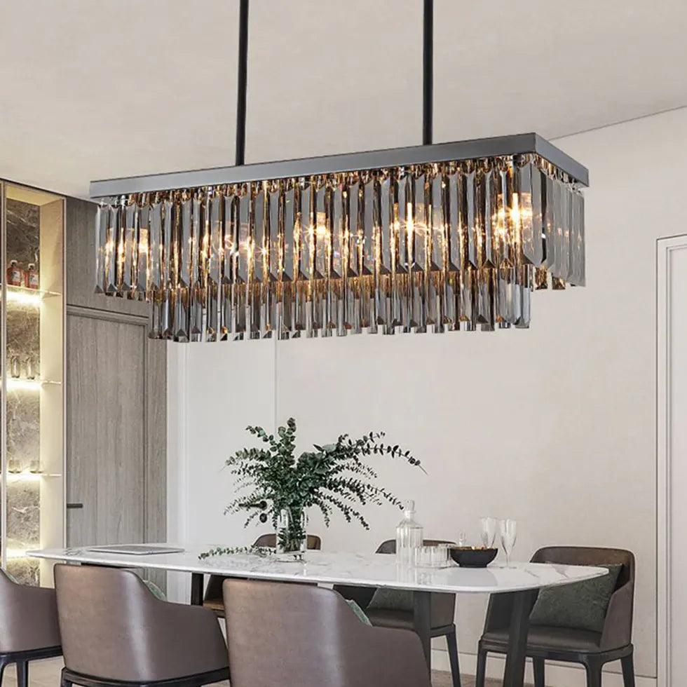 Metal Frame Black Glass Pendant Light - Clowas