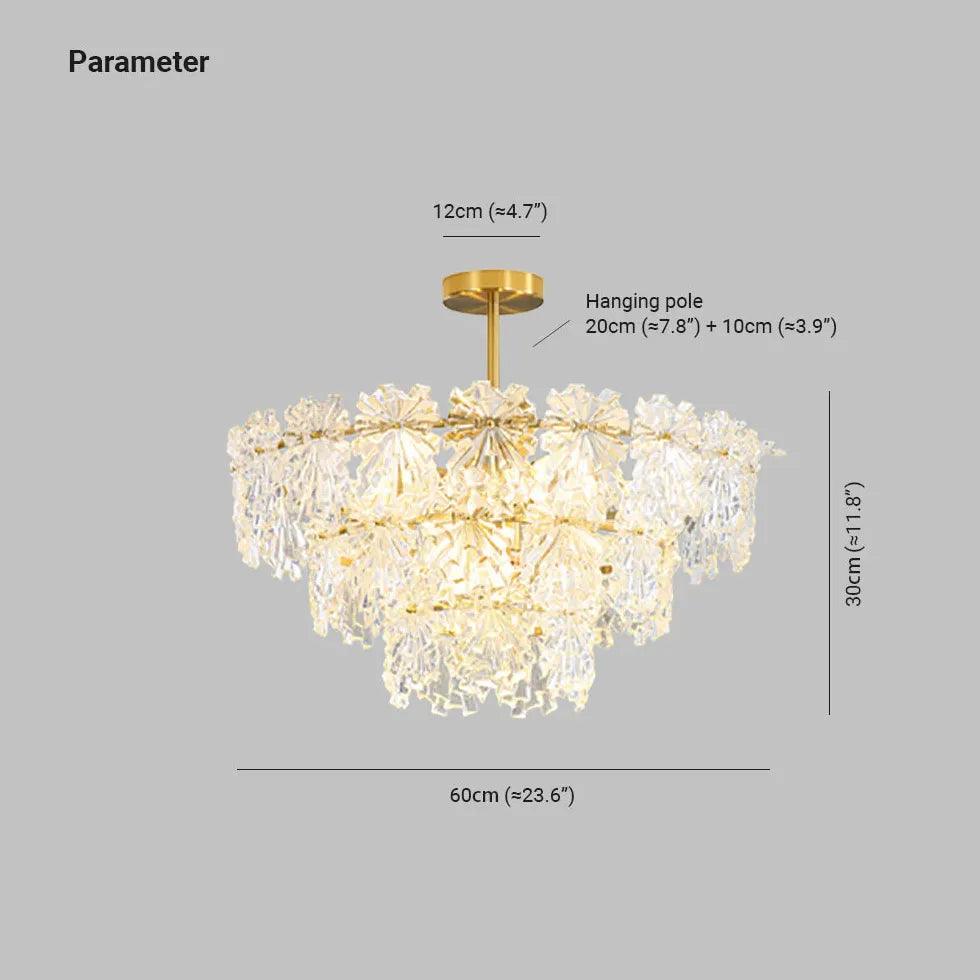 Snowflakes Multilayer Glass Gold Chandelier - Clowas
