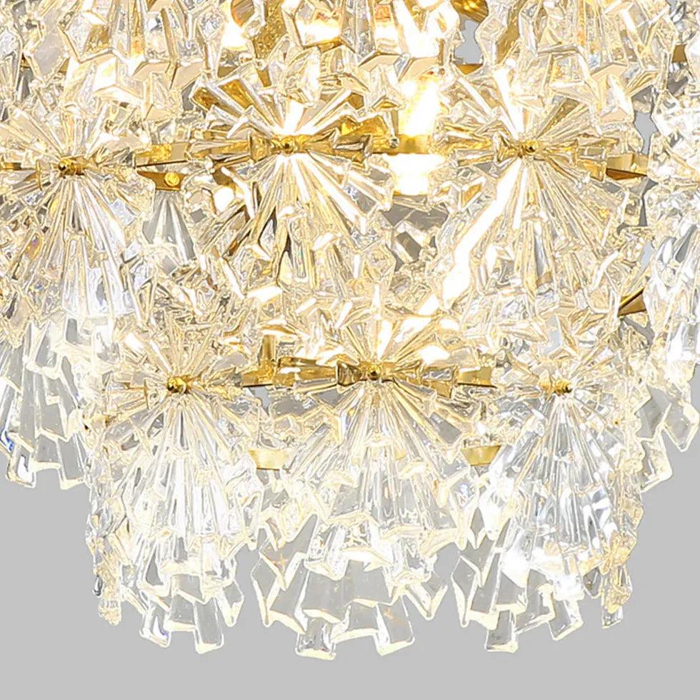 Snowflakes Multilayer Glass Gold Chandelier - Clowas