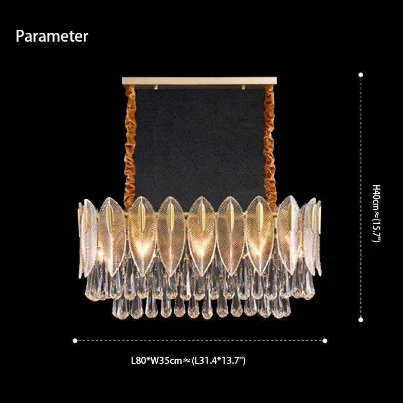 Crystal Leaf Adorned Golden Modern Chandelier - Clowas