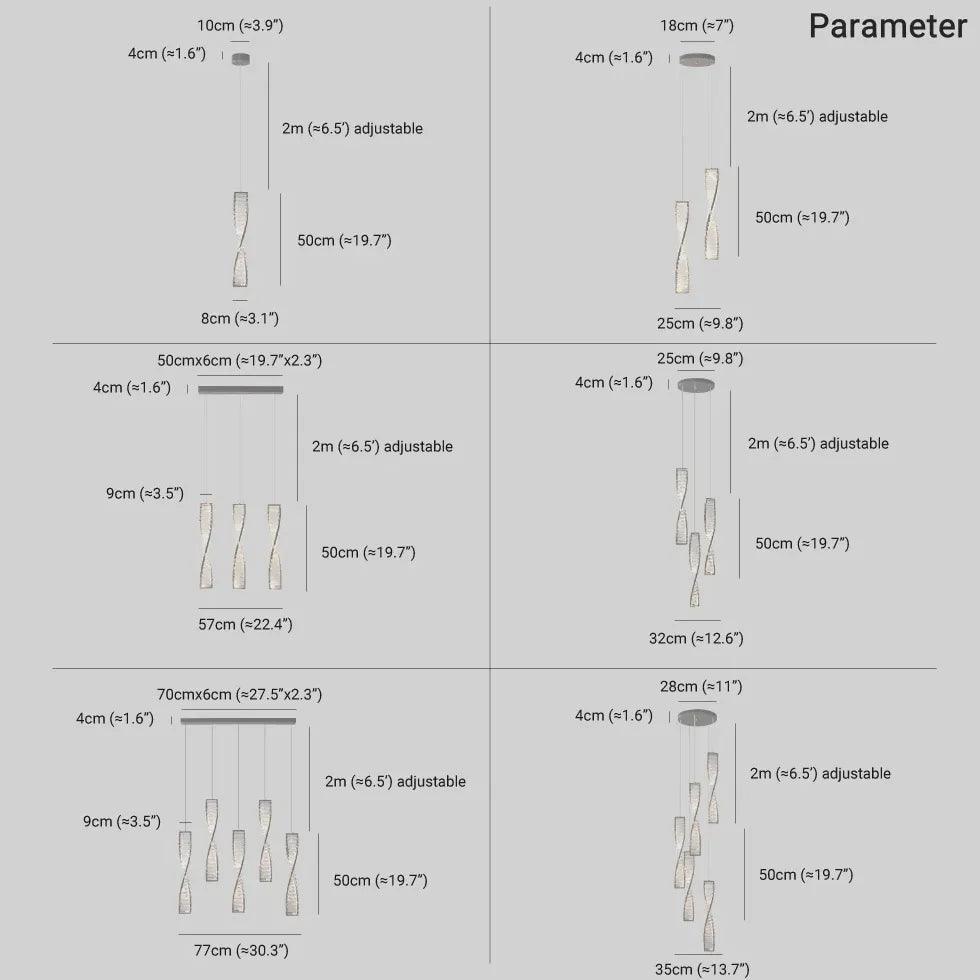 Spiral Strip Crystal Pendant Light - Clowas