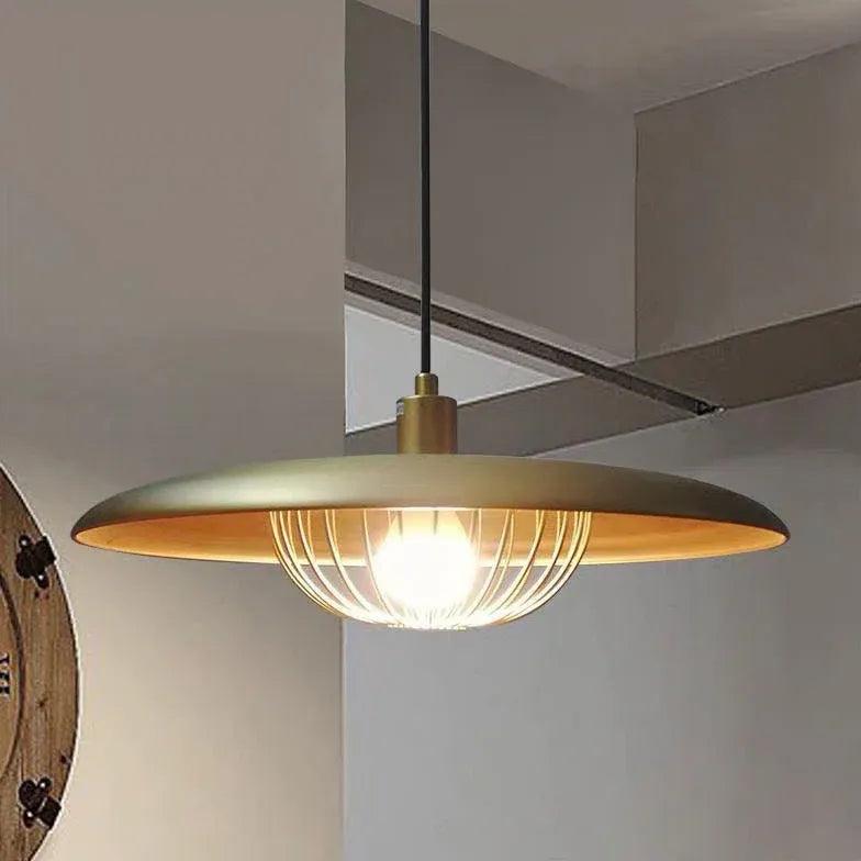 Metal Disc-Shaped Vintage Single-Head Pendant Light - Clowas