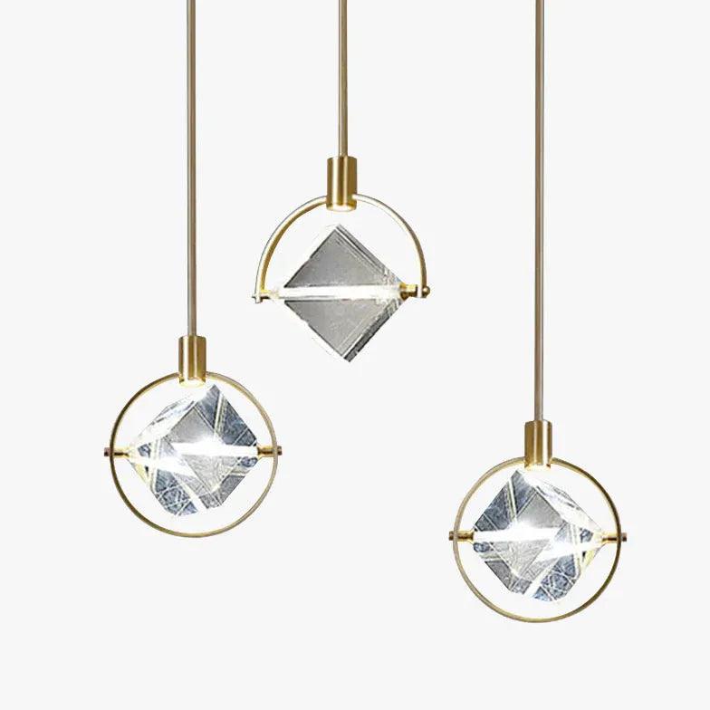 Metal Frame Round Crystal Pendant Light - Clowas
