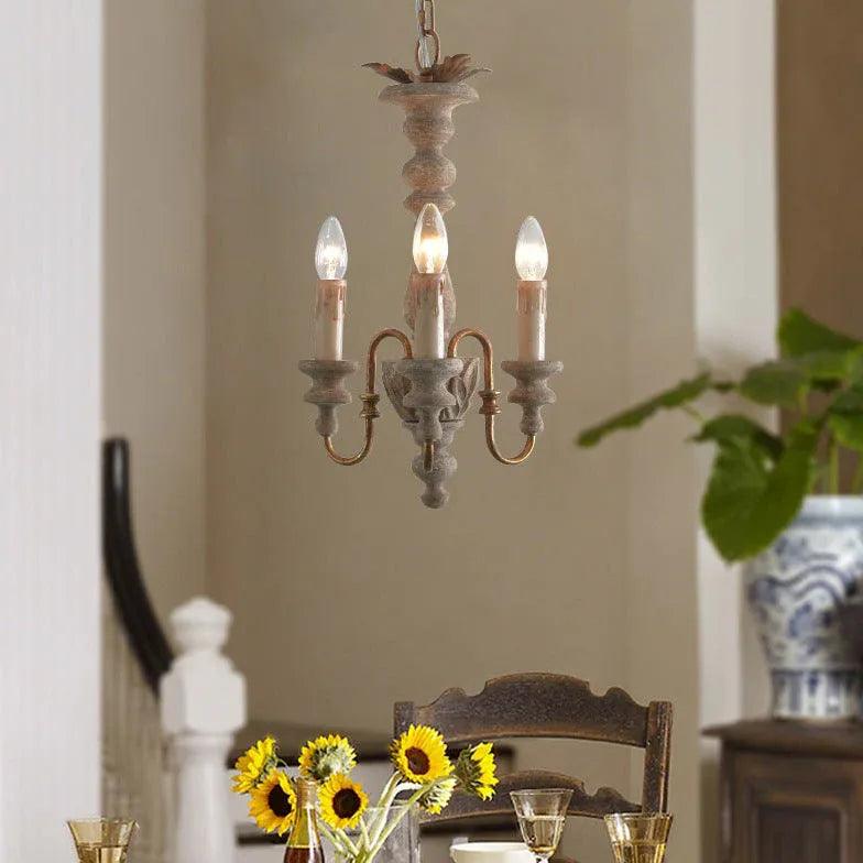 Milky White Vintage Wooden Chandelier - Clowas