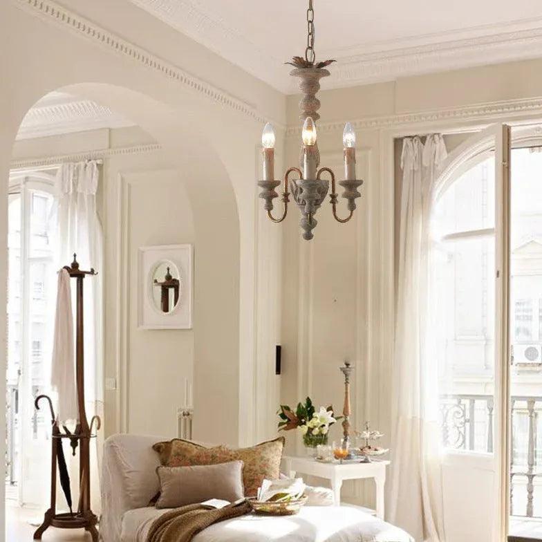 Milky White Vintage Wooden Chandelier - Clowas