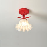 Hallway Flower Semi Flush Ceiling Light Glass with Anti Glare