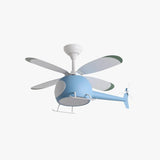 Blue Helicopter Modern Ceiling Fan With Light - Clowas