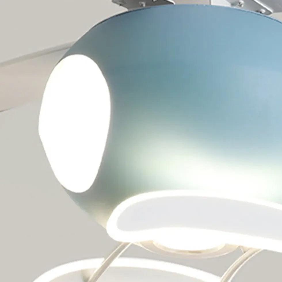 Blue Helicopter Modern Ceiling Fan With Light - Clowas