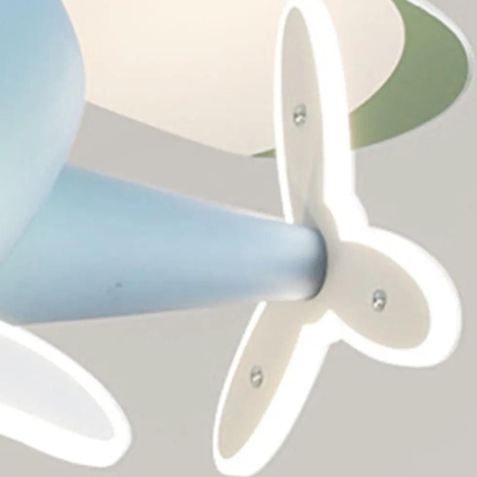 Blue Helicopter Modern Ceiling Fan With Light - Clowas