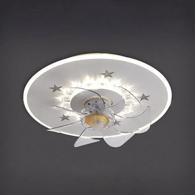 Star Decoration Modern White Ceiling Fan With Light - Clowas