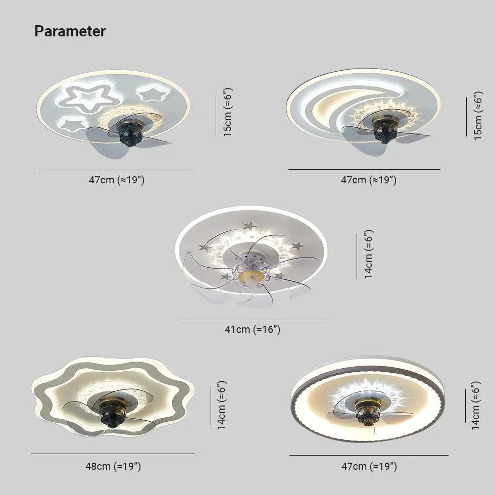 Star Decoration Modern White Ceiling Fan With Light - Clowas