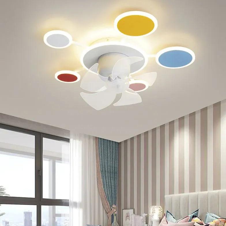 Blue Clouds Bedroom Ceiling Fan With Light - Clowas