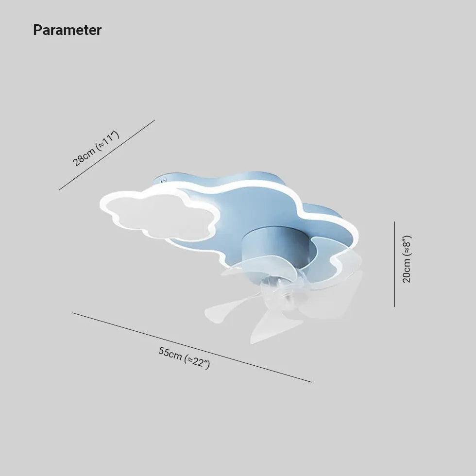 Blue Clouds Bedroom Ceiling Fan With Light - Clowas