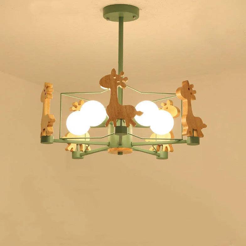 Giraffes Led Semi-flush Light Wood - Clowas