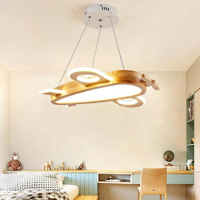 Hanging Aircraft Bedroom Wooden Pendant Light - Clowas