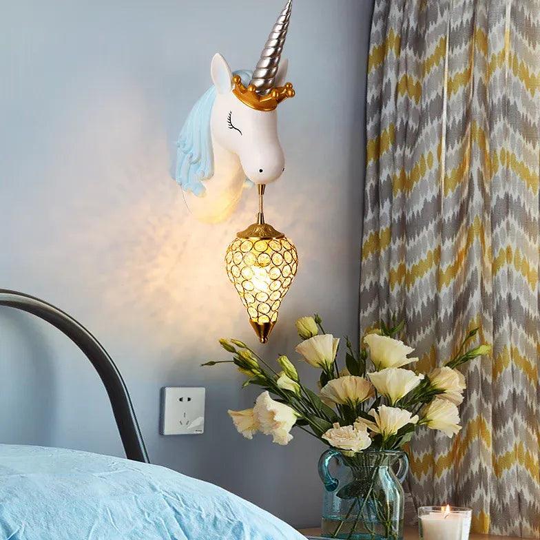 Unicorn Cartoon Children's Bedroom Wall Lights - Clowas