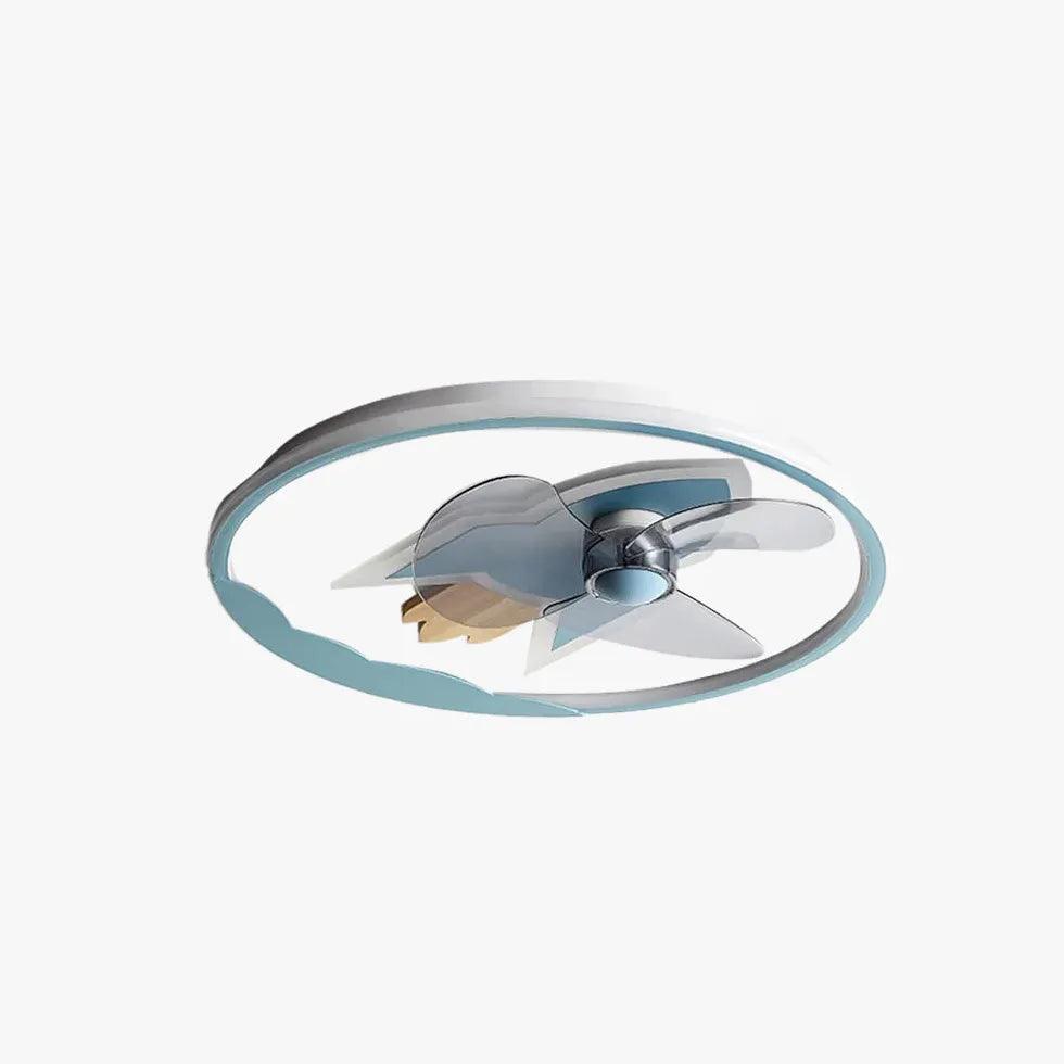 Round Aircraft Modern Ceiling Fan With Light - Clowas